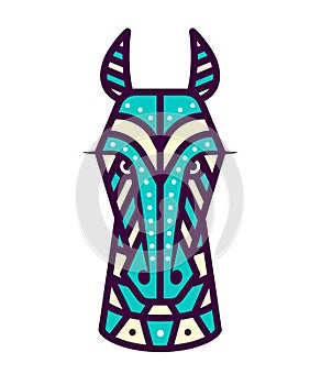 Geometric head of zebra. Simple forms. Animal cute logo.