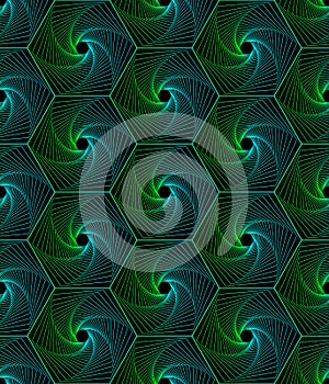 Geometric hexagon blue green pattern