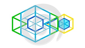 Geometric Hexagon Cube Abstract Art, vector design Generative AI