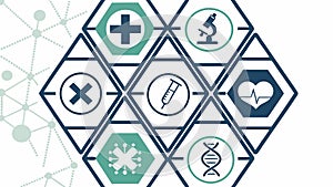 Geometric Hexagon Grid Pattern, Science and Technology Design, vector design Generative AI