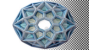 Geometric hexagon pattern, 3D structure design, modern abstract element png transparent image Generative AI