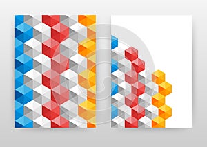 Geometric hexagon red yellow gray shapes. business background design for annual report, brochure, flyer, poster. Geometry pattern