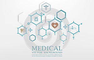 Geometric hexagon shape.medical white background.futuristic hexagons
