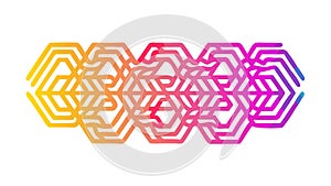 Geometric hexagonal chain pattern, colorful abstract design, vector design Generative AI