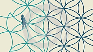 Geometric Hexagonal Interlocking Pattern, vector design Generative AI