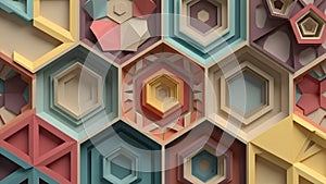 Geometric Hexagonal Pattern Abstract Background Design - Vector Illustration Created With Generative AI