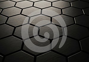 Geometric hexagonal pattern with dramatic lighting and shadow abstract background