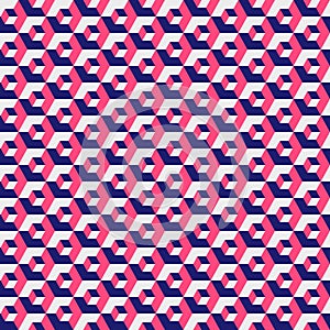 Geometric hexagonal pattern, red color grid texture. Seamless hexagon background. Vector illustration.