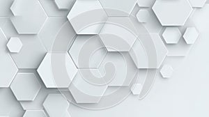 Geometric hexagonal pattern on subtle white background. AI image