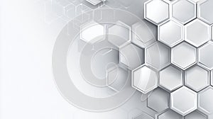 Geometric hexagonal pattern on subtle white background. Neural network AI generated