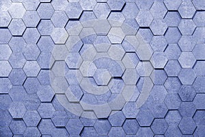 Geometric hexagons. Abstract silver metal background.