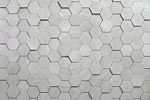 Geometric hexagons. Abstract silver metal background