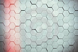Geometric hexagons. Abstract silver metal background. Toning.