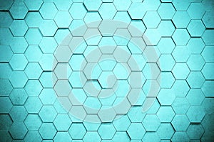 Geometric hexagons. Abstract silver metal background. Toning.