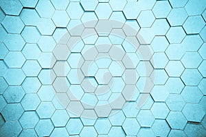 Geometric hexagons. Abstract silver metal background. Toning