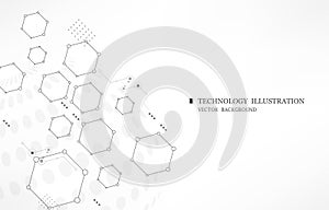 Geometric hexagons shape technology abstract white background