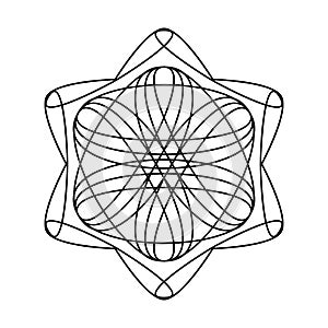Geometric hexagram star circle vector mandala coloring book photo