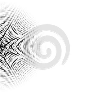 Geometric hi-tech background. Concentric circles consist of black dots