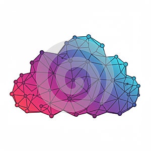 Geometric illustration of a cloud shape featuring a network of interconnected nodes