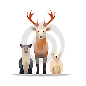 Geometric illustration of a deer and 2 dogs photo