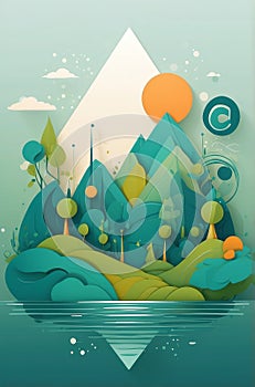 Forest Ecosystem Vector Illustration: Blender Style, Geometric, Sustainable