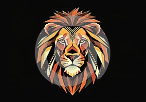 Geometric illustration of a lion's head using bold, angular shapes