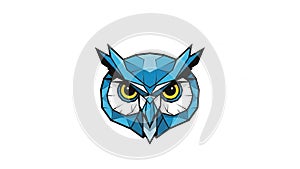 Illustration of an owl s head featuring sharp angular shapes in