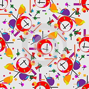 Geometric illustration of alarm clock cubism supermatism. A square, a circle of a line. Stylization for the works of Malevich in t photo