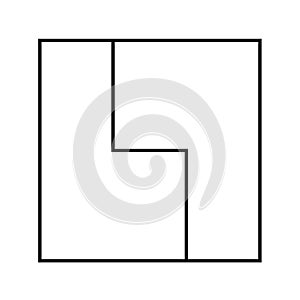 Geometric Illustration of Square Divided into L-Shaped Regions with Symmetrical Partitioning and Right Angles photo