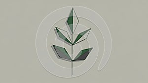 Geometric illustration of a stylized leaf on a light gray background