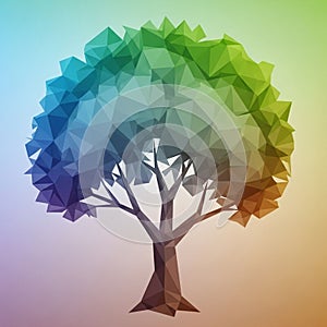 Features a gradient of pastel colors complementing the polygonal