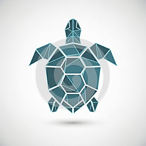 Geometric illustration of a turtle, featuring