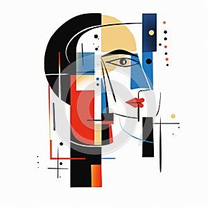 Geometric Illustration Of A Woman\'s Face In Abstract Constructivism Style photo