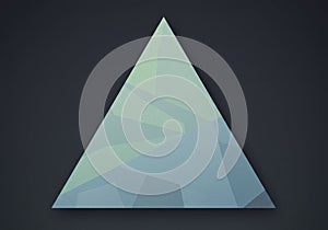 A geometric image displaying a triangular shape with a low-poly, abstract design. The