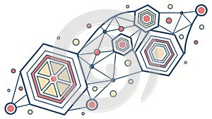 Geometric Interconnected Hexagonal Pattern, Modern Technology Network, vector design Generative AI