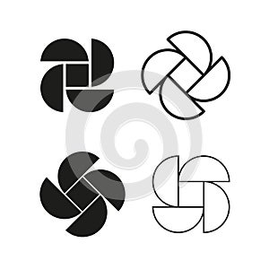 Geometric interlock design. Overlapping shapes Vector. Abstract knot icons. Monochrome intertwine. photo