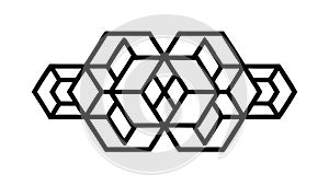 Geometric interlocking cube pattern, 3D structural design, vector design Generative AI