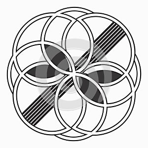 Geometric Intersecting Circles Pattern with Diagonal Lines