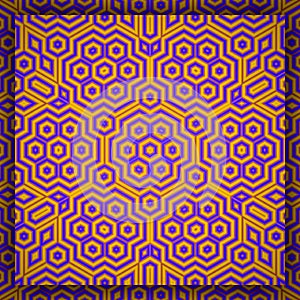 Geometric Islamic Art Pattern in hexagonal violet and golden ornament
