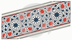 Geometric Islamic border pattern, decorative frame vector design Generative AI
