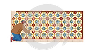 Geometric Islamic Style Tile Pattern Texture, vector design Generative AI