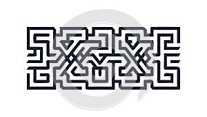 Geometric Labyrinth Pattern Square with Intricate Monochrome Design, vector design Generative AI