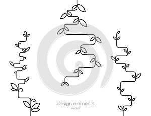 Geometric liana with leaves. Design objects. Vector backgroun