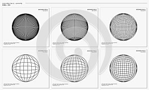 Geometric line globe design template vector. Abstract blend line earth logo set