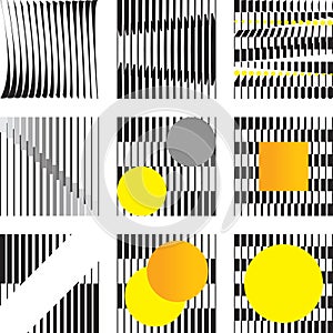 Geometric artwork pattern with vertical columns rectangles and trapezoids, rhythmic design