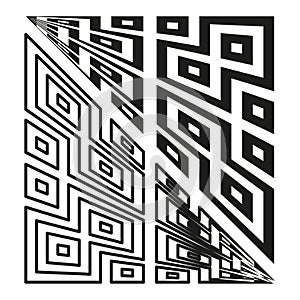 Geometric line pattern. Abstract triangle shapes. Black white angular design. Vector dynamic structure.