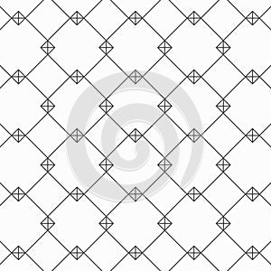 Geometric linear vector pattern, repeating square shape with linear plus sign. Pattern is clean for fabric, wallpaper, printing.