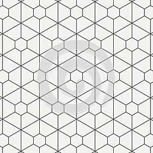 Geometric linear vector pattern, repeating thin line hexagon and trapezoid shape. graphic clean for printing, fabric, background.