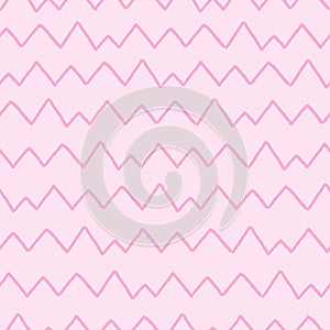 Geometric lines seamless pattern. Modern texture with diagonal stripes, broken lines, chevron, zigzag, wicker shapes. Pink and