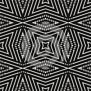 Geometric lines seamless pattern. Vector abstract black and white background